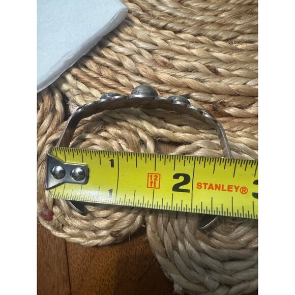 Vintage Sterling Silver Cuff Bracelet With Turquoise Intricate Design - Picture 6 of 7
